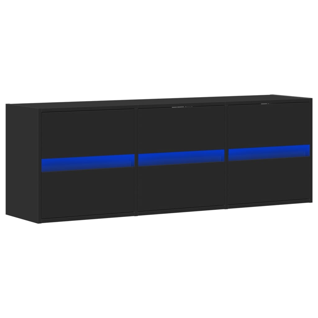 VidaXL Tv-wandmeubel met LED-verlichting 130x31x45 cm zwart