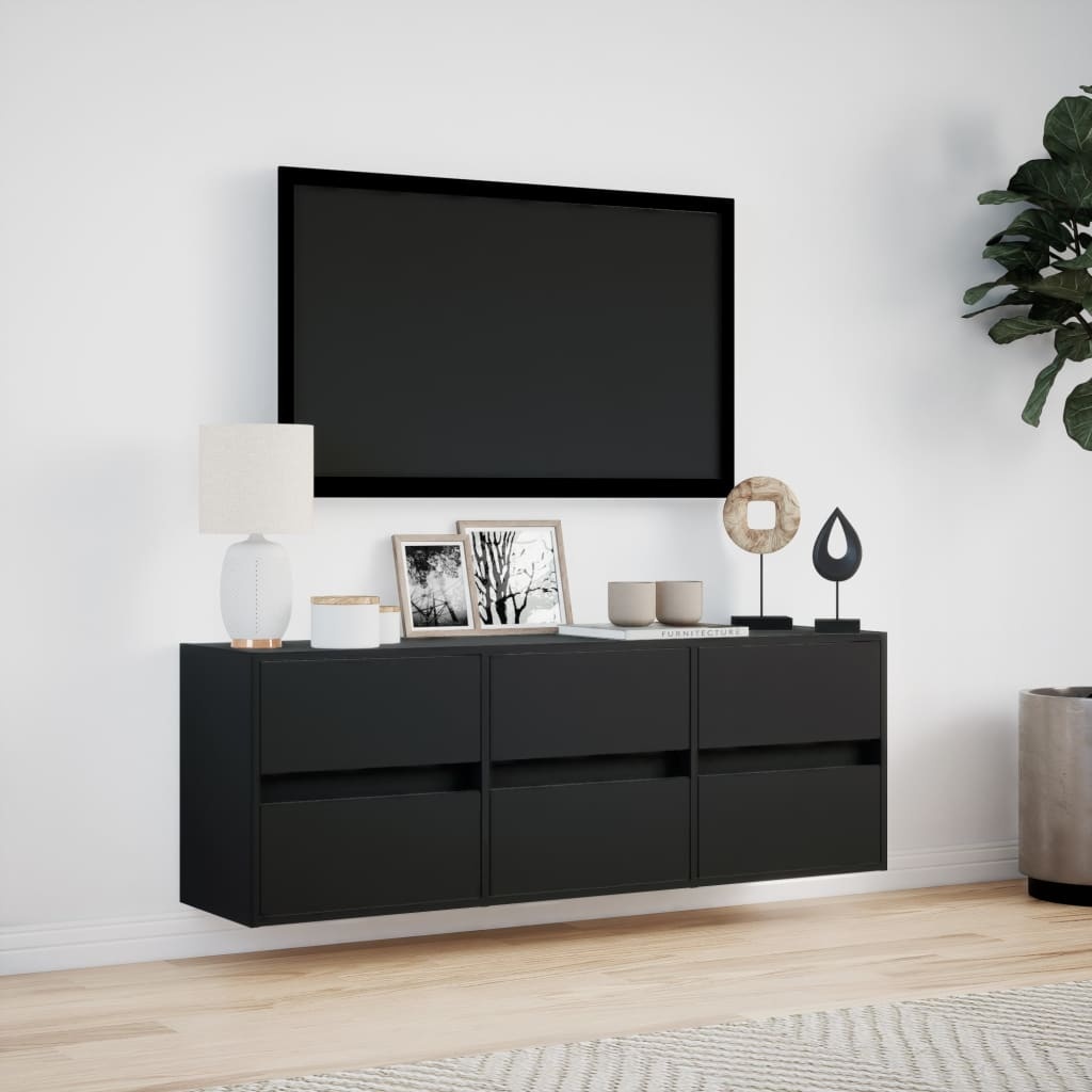 VidaXL Tv-wandmeubel met LED-verlichting 130x31x45 cm zwart