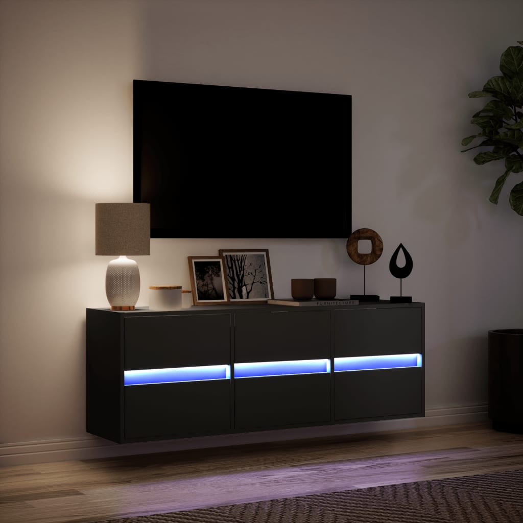 VidaXL Tv-wandmeubel met LED-verlichting 130x31x45 cm zwart