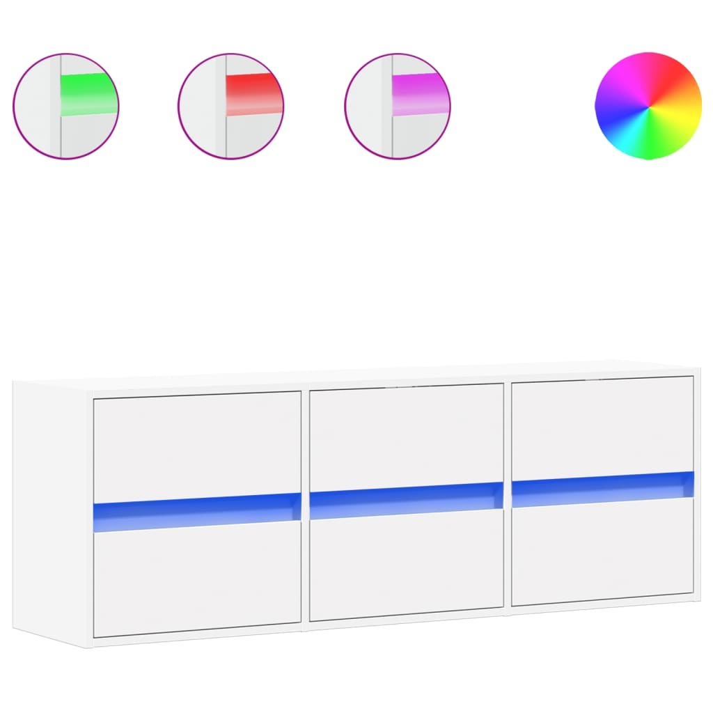 VidaXL Tv-wandmeubel met LED-verlichting 130x31x45 cm wit