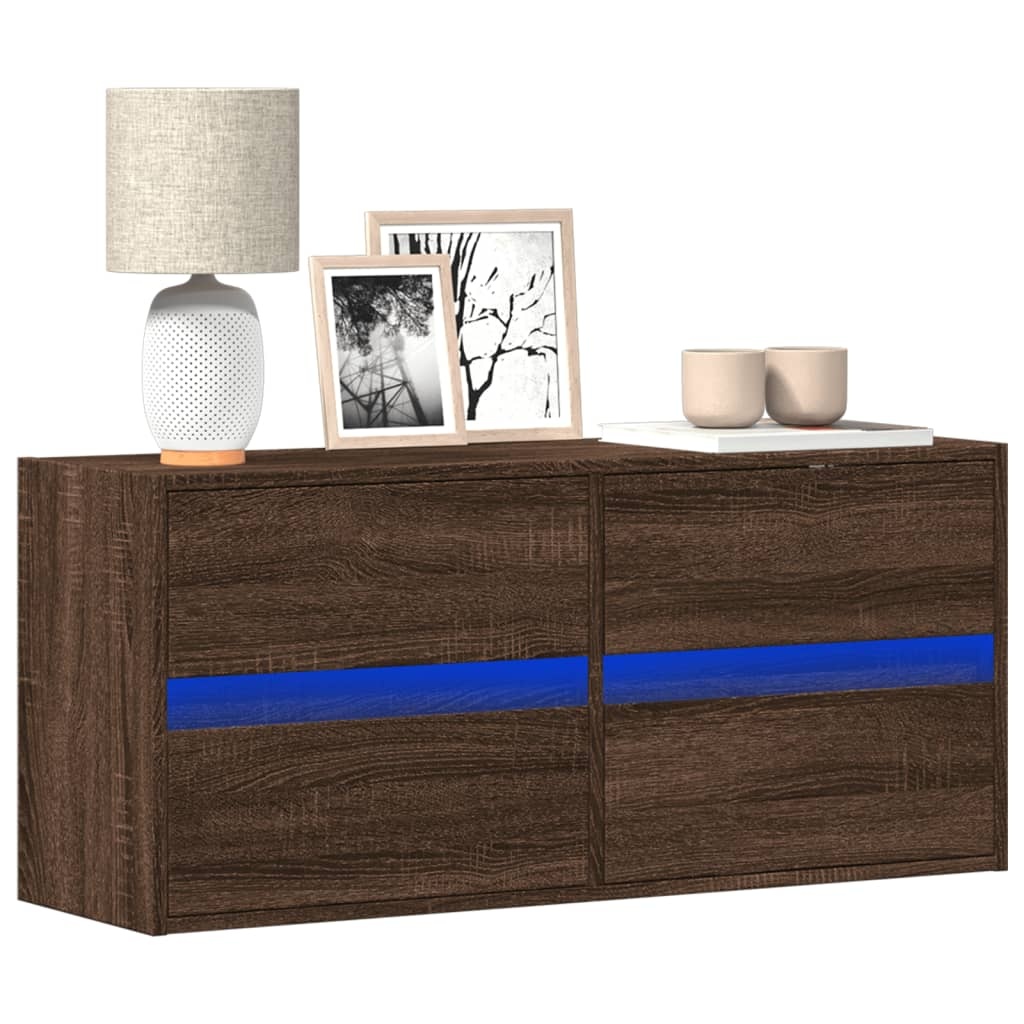 VidaXL Tv-wandmeubel met LED-verlichting 100x31x45 cm bruin eikenkleur