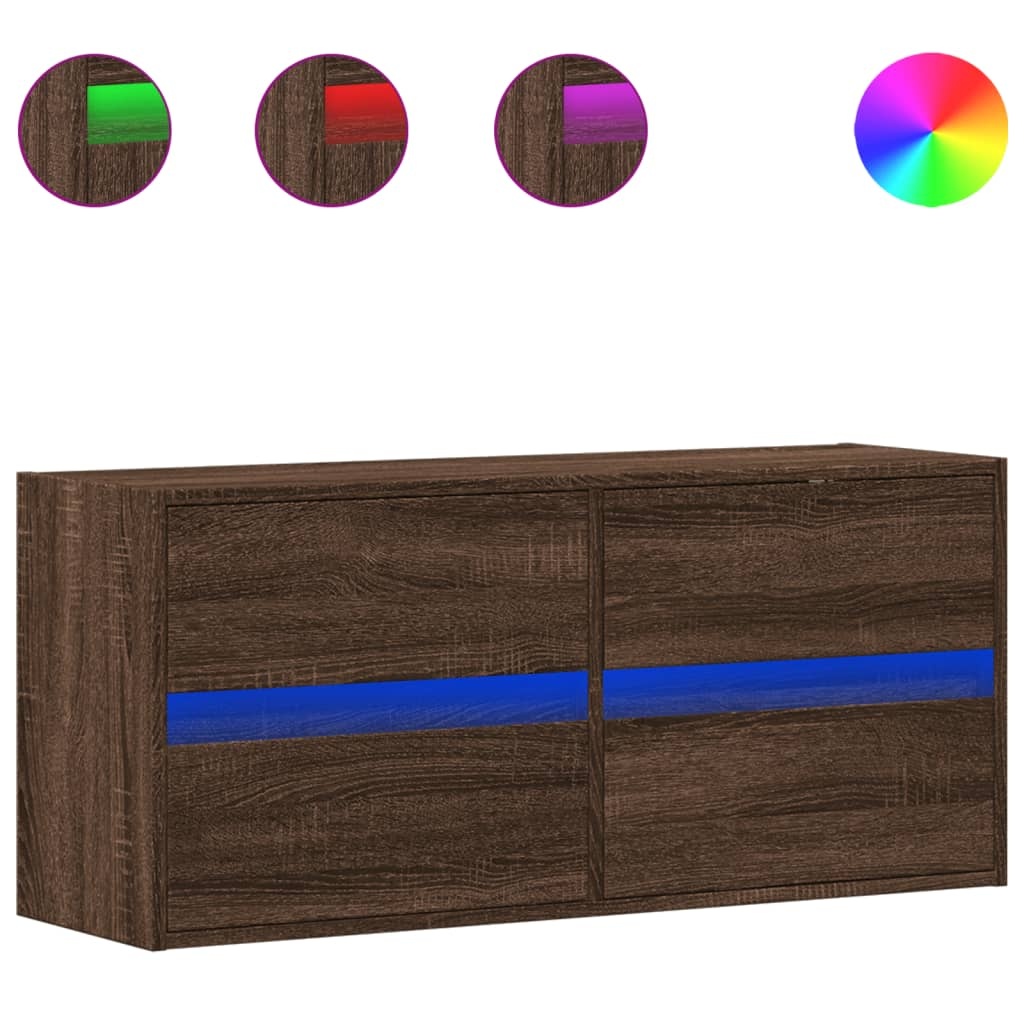 VidaXL Tv-wandmeubel met LED-verlichting 100x31x45 cm bruin eikenkleur