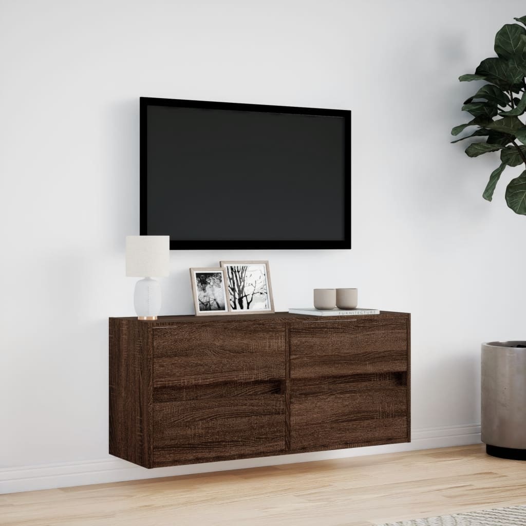 VidaXL Tv-wandmeubel met LED-verlichting 100x31x45 cm bruin eikenkleur