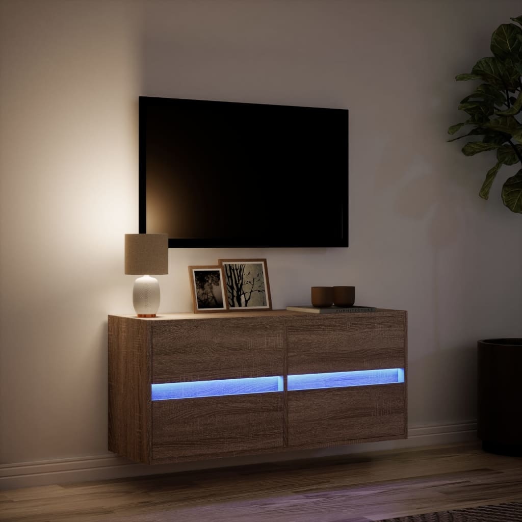 VidaXL Tv-wandmeubel met LED-verlichting 100x31x45 cm bruin eikenkleur
