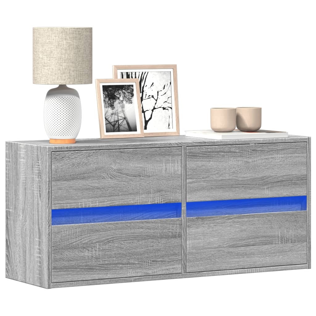 VidaXL Tv-wandmeubel met LED-verlichting 100x31x45 cm grijs sonoma