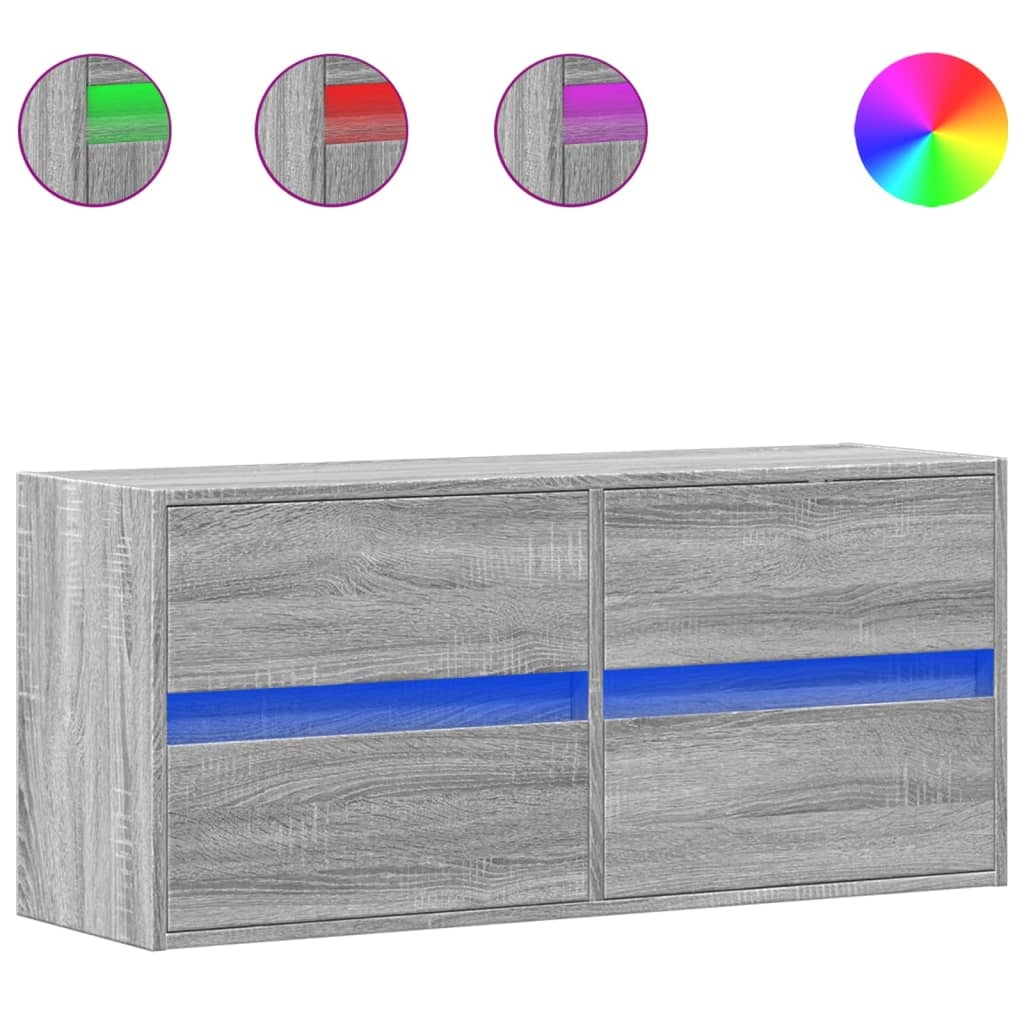 VidaXL Tv-wandmeubel met LED-verlichting 100x31x45 cm grijs sonoma