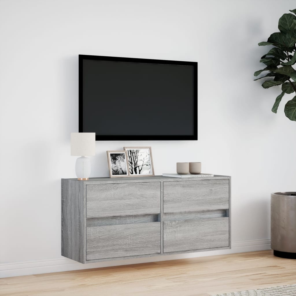 VidaXL Tv-wandmeubel met LED-verlichting 100x31x45 cm grijs sonoma