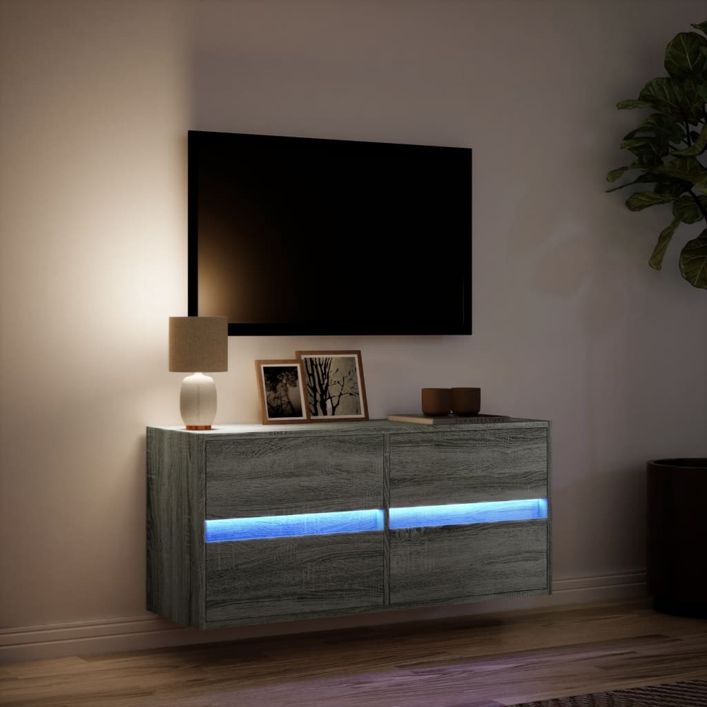 VidaXL Tv-wandmeubel met LED-verlichting 100x31x45 cm grijs sonoma