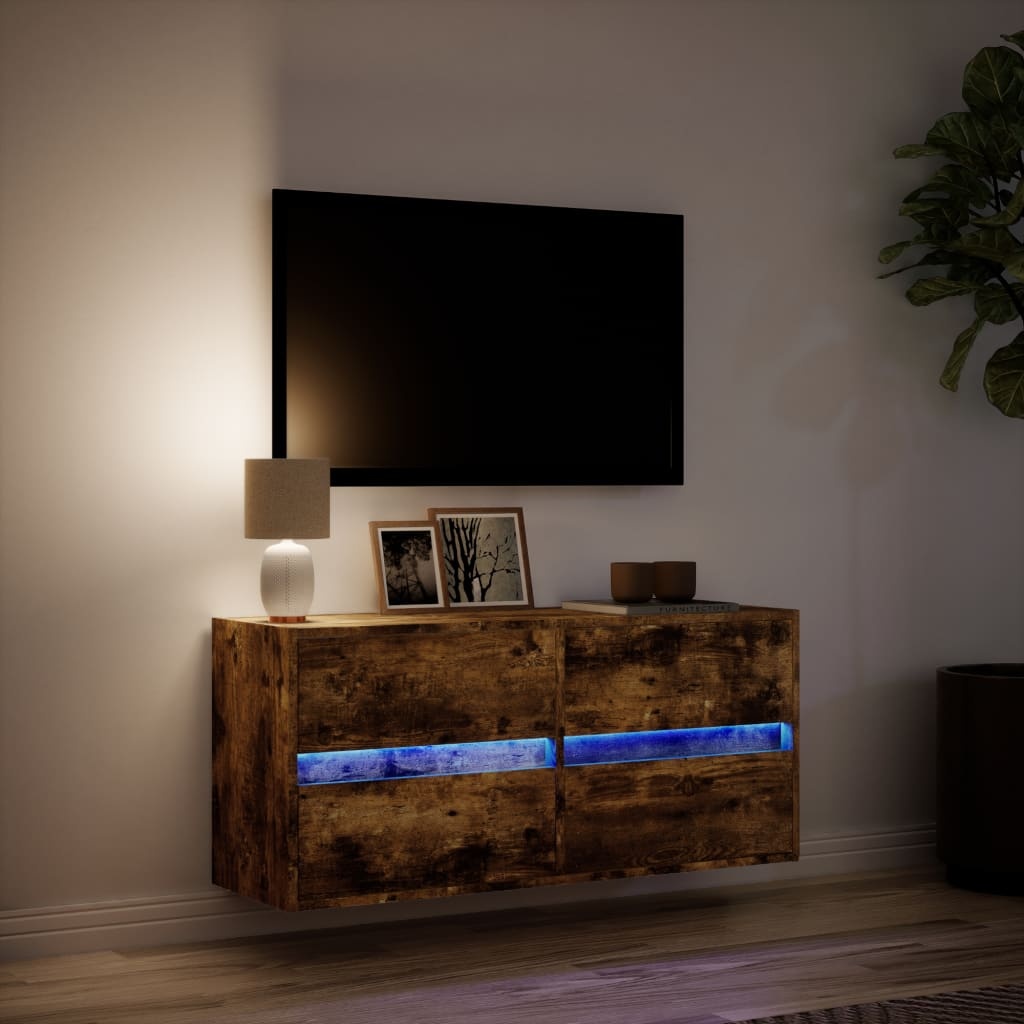 VidaXL Tv-wandmeubel met LED-verlichting 100x31x45 cm gerookt eiken