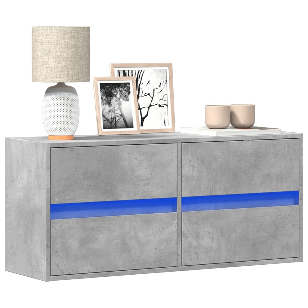 VidaXL Tv-wandmeubel met LED-verlichting 100x31x45 cm betongrijs