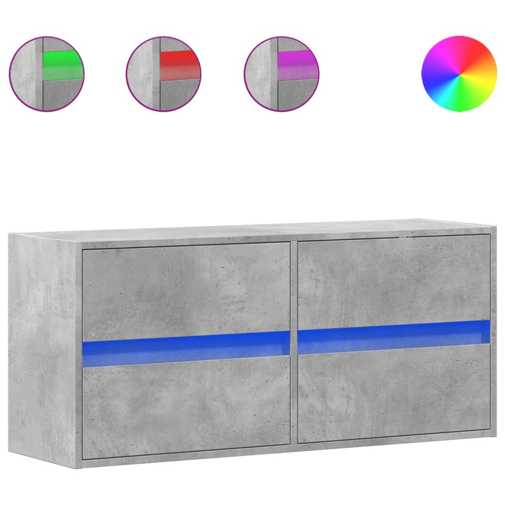 VidaXL Tv-wandmeubel met LED-verlichting 100x31x45 cm betongrijs