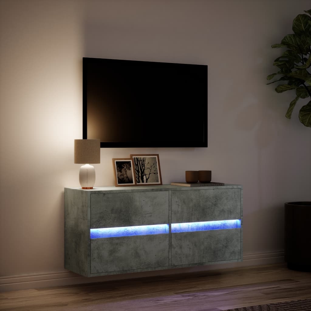 VidaXL Tv-wandmeubel met LED-verlichting 100x31x45 cm betongrijs