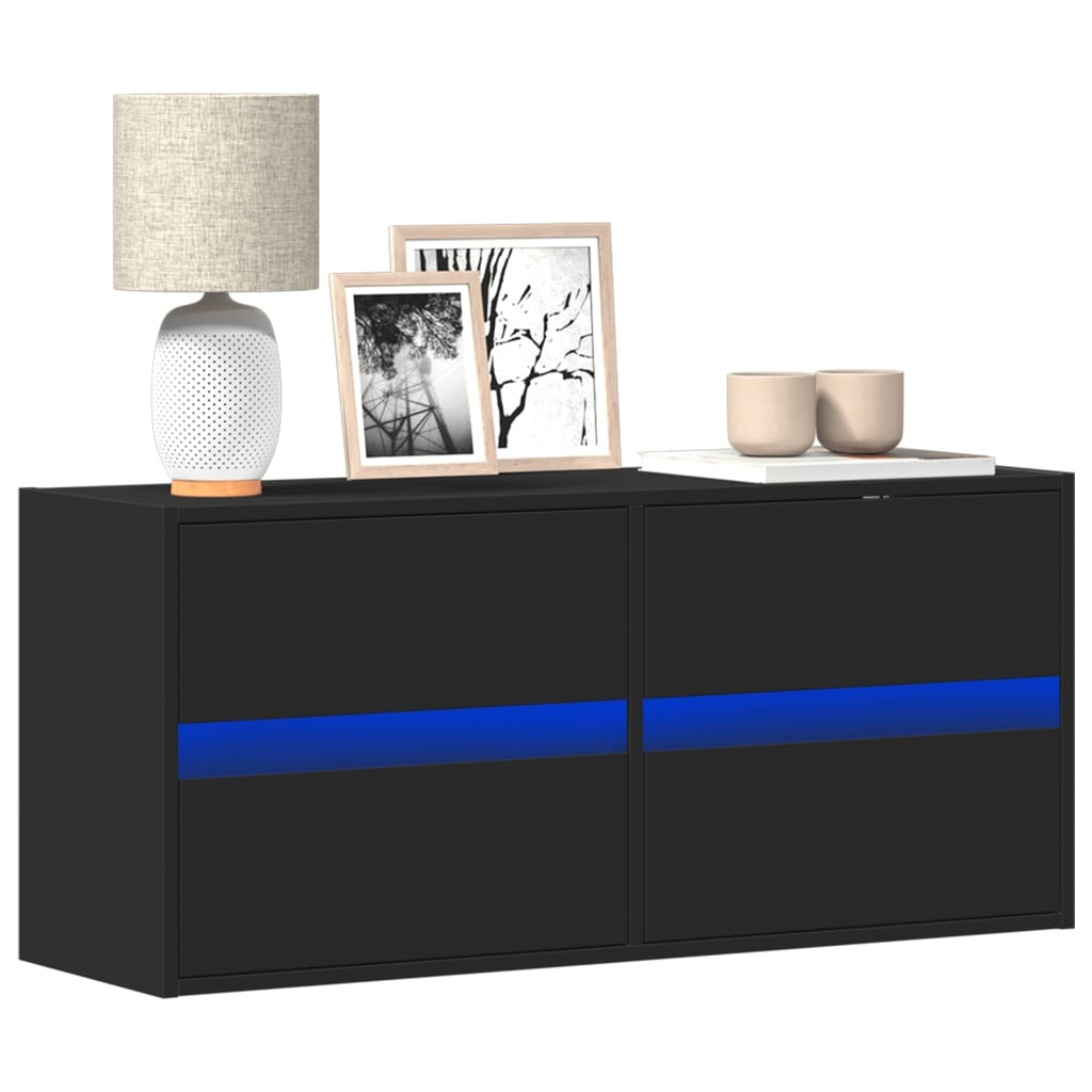 VidaXL Tv-wandmeubel met LED-verlichting 100x31x45 cm zwart