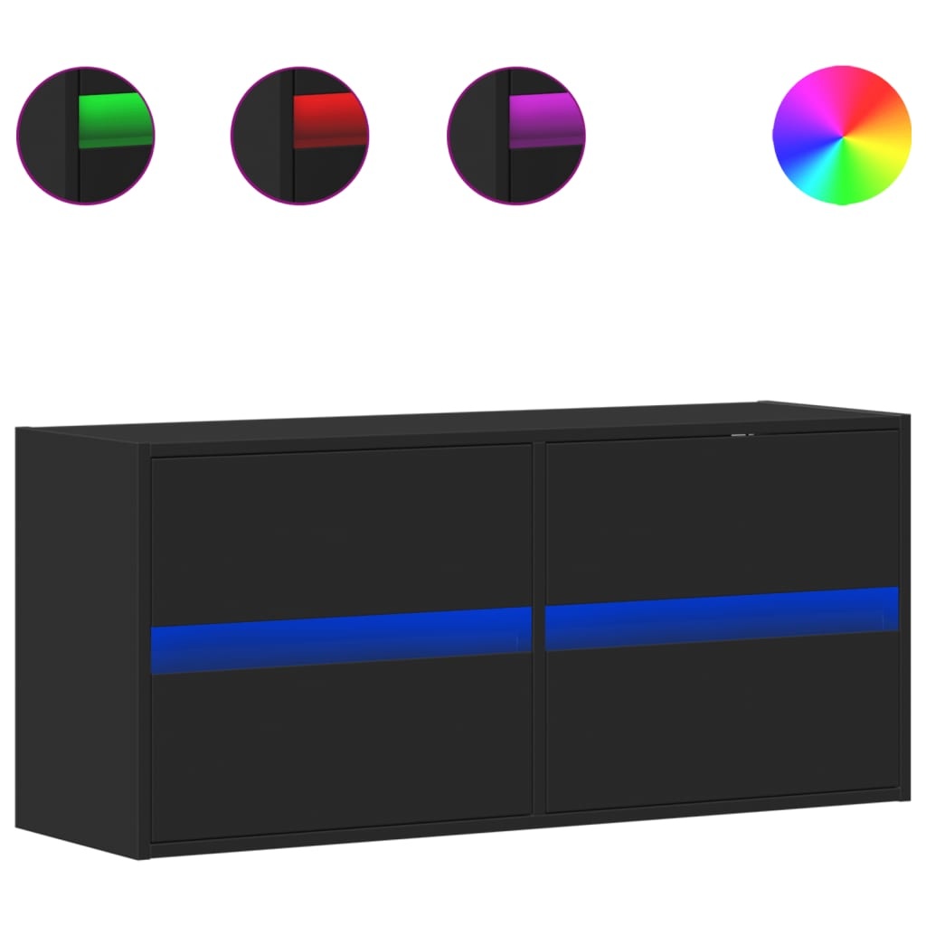 VidaXL Tv-wandmeubel met LED-verlichting 100x31x45 cm zwart