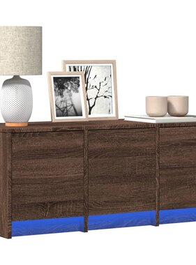 VidaXL Tv-meubel met LED 97x34x40 cm bewerkt hout bruin eikenkleurig