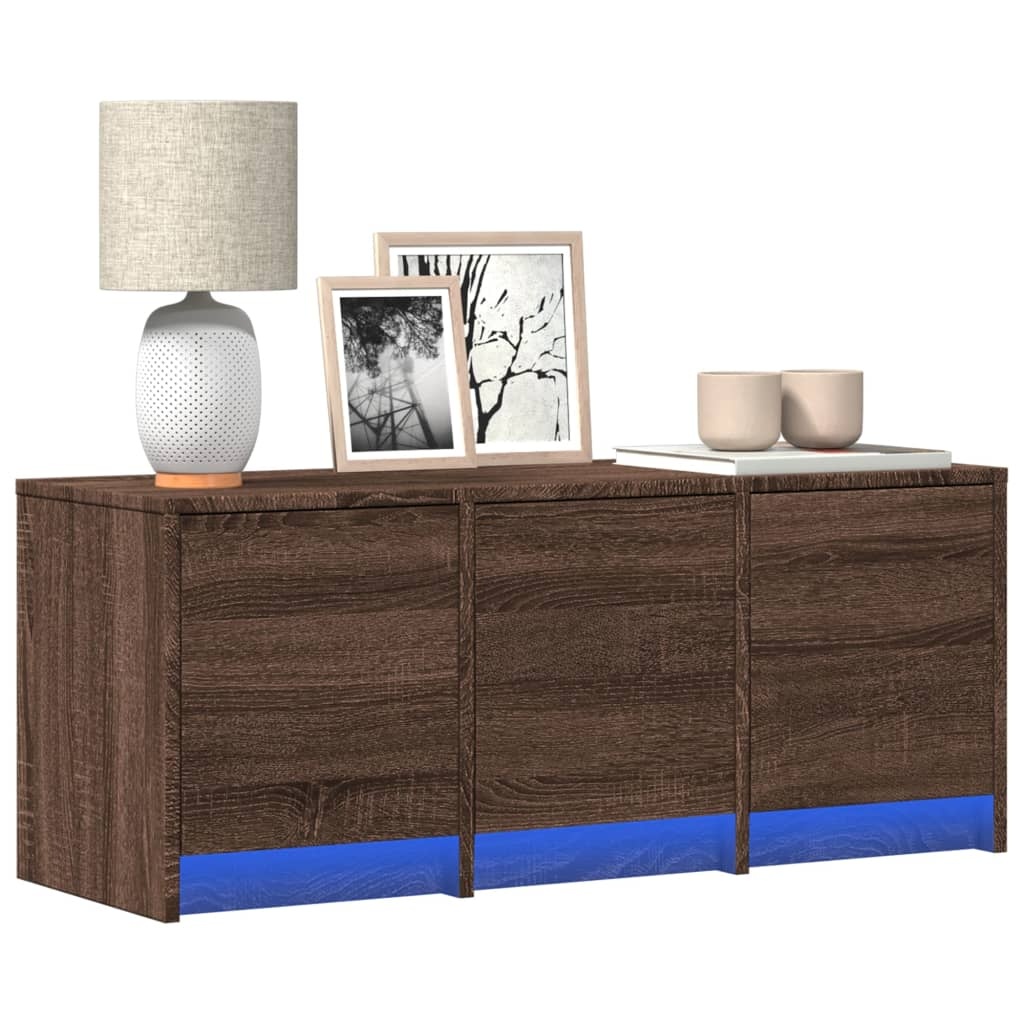 VidaXL Tv-meubel met LED 97x34x40 cm bewerkt hout bruin eikenkleurig
