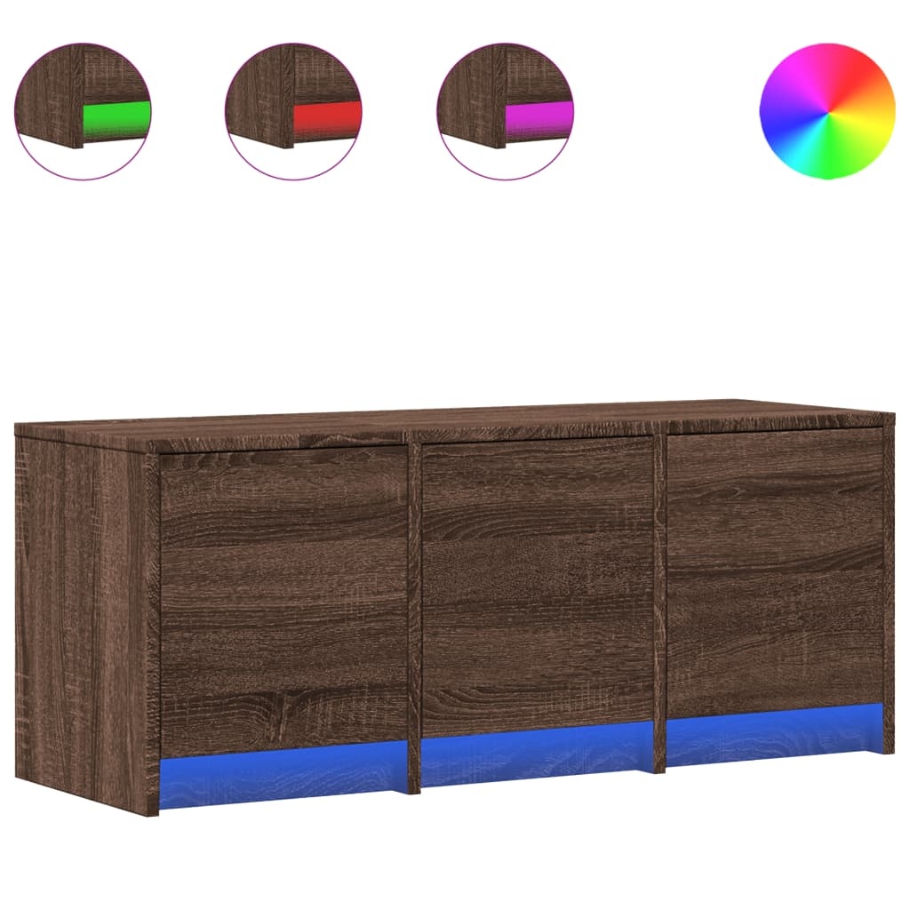 VidaXL Tv-meubel met LED 97x34x40 cm bewerkt hout bruin eikenkleurig