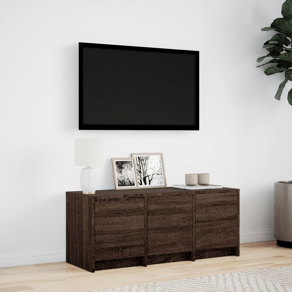 VidaXL Tv-meubel met LED 97x34x40 cm bewerkt hout bruin eikenkleurig