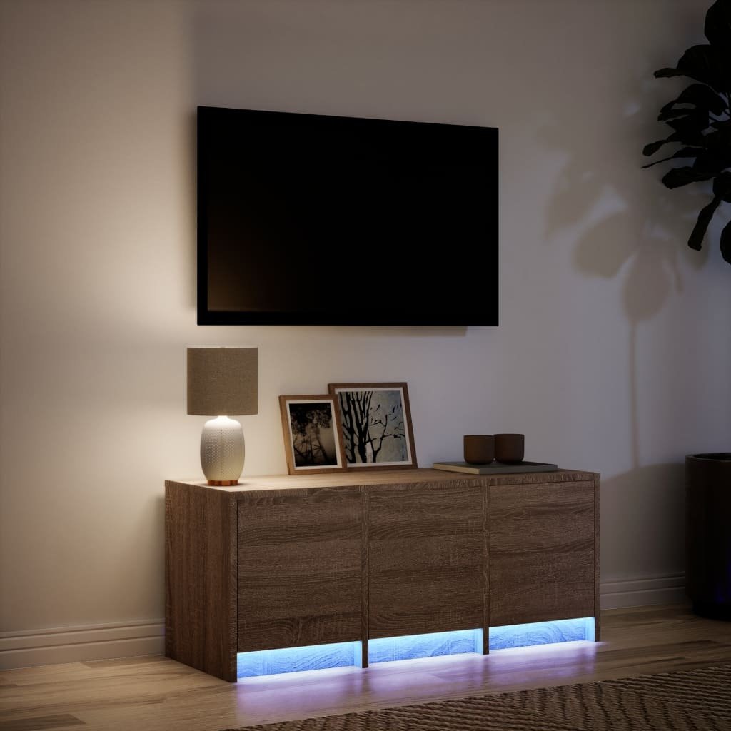 VidaXL Tv-meubel met LED 97x34x40 cm bewerkt hout bruin eikenkleurig