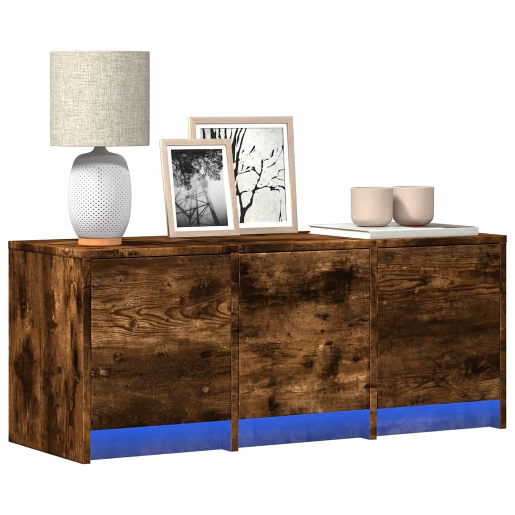 VidaXL Tv-meubel met LED 97x34x40 cm bewerkt hout gerookt eikenkleur