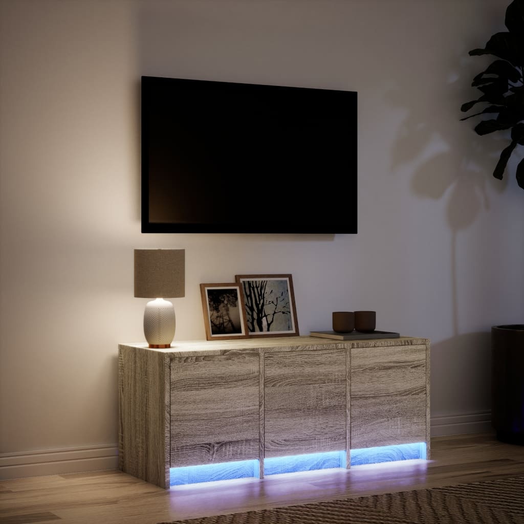 VidaXL Tv-meubel met LED 97x34x40 cm bewerkt hout sonoma eikenkleurig