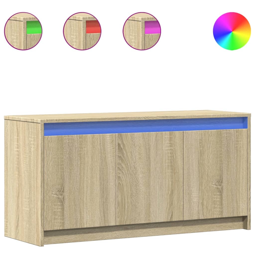 VidaXL Tv-meubel met LED 100x34x50 cm bewerkt hout sonoma eikenkleurig