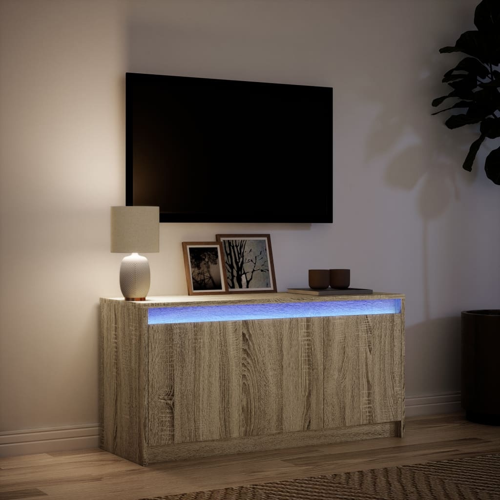 VidaXL Tv-meubel met LED 100x34x50 cm bewerkt hout sonoma eikenkleurig