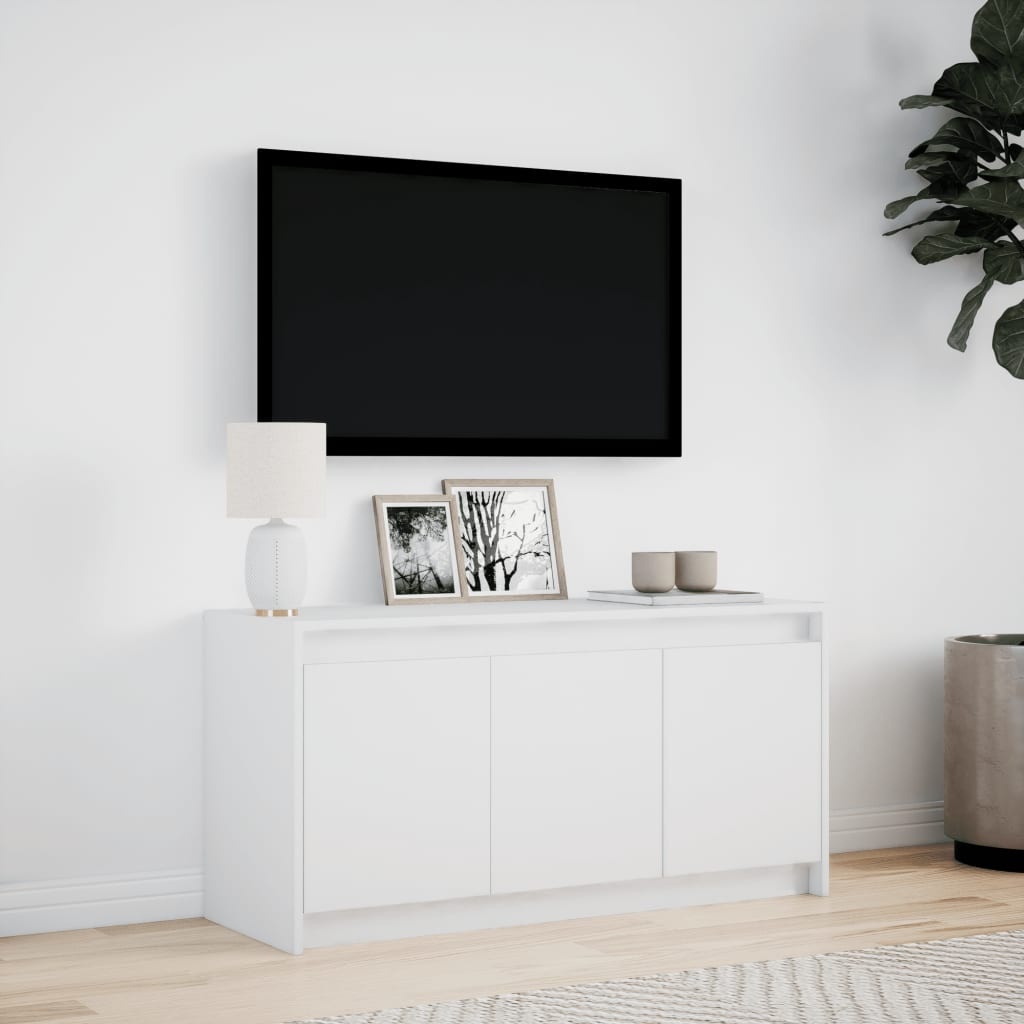 VidaXL Tv-meubel met LED 100x34x50 cm bewerkt hout wit