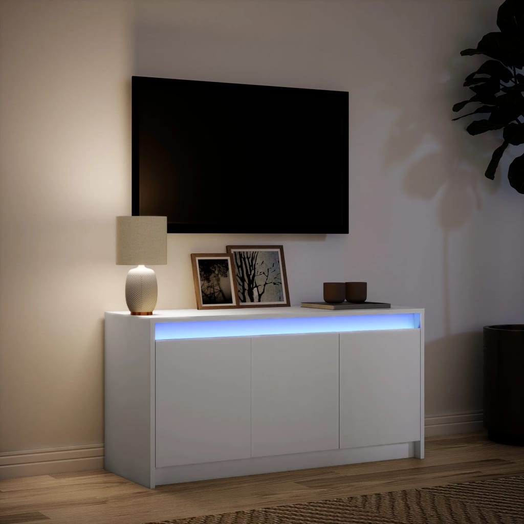 VidaXL Tv-meubel met LED 100x34x50 cm bewerkt hout wit