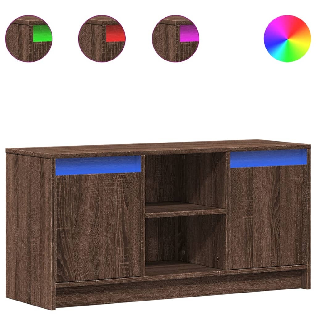 VidaXL Tv-meubel met LED 100x34x50 cm bewerkt hout bruin eikenkleurig