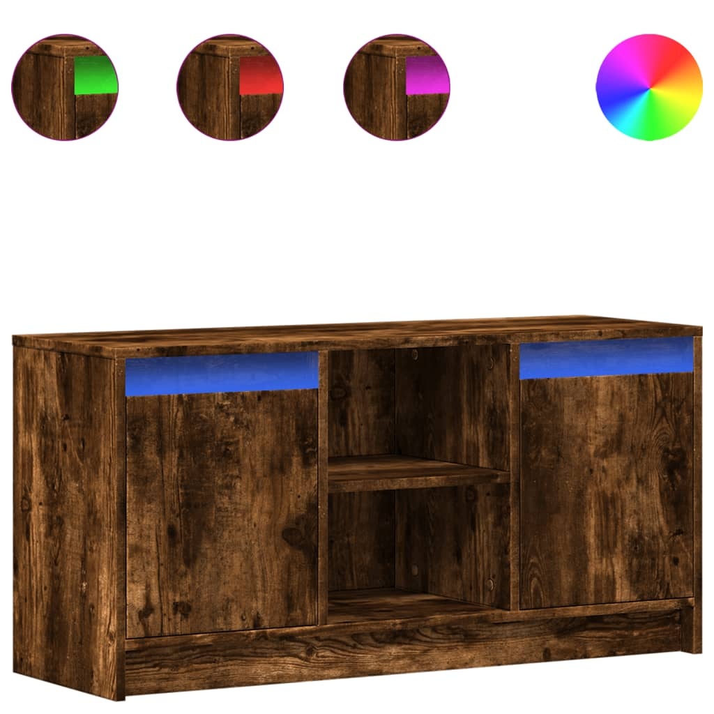 VidaXL Tv-meubel met LED 100x34x50 cm bewerkt hout gerookt eikenkleur