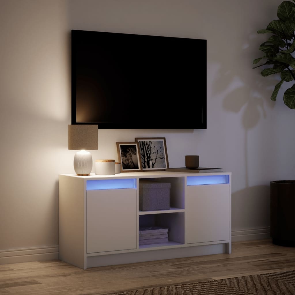 VidaXL Tv-meubel met LED 100x34x50 cm bewerkt hout wit