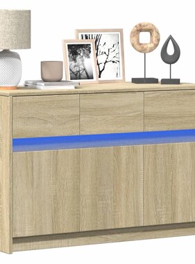 VidaXL Tv-meubel met LED 91x34x61 cm bewerkt hout sonoma eikenkleurig