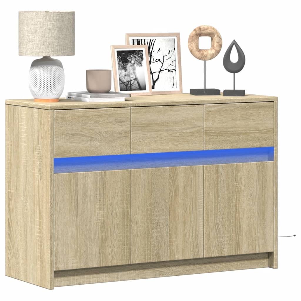 VidaXL Tv-meubel met LED 91x34x61 cm bewerkt hout sonoma eikenkleurig