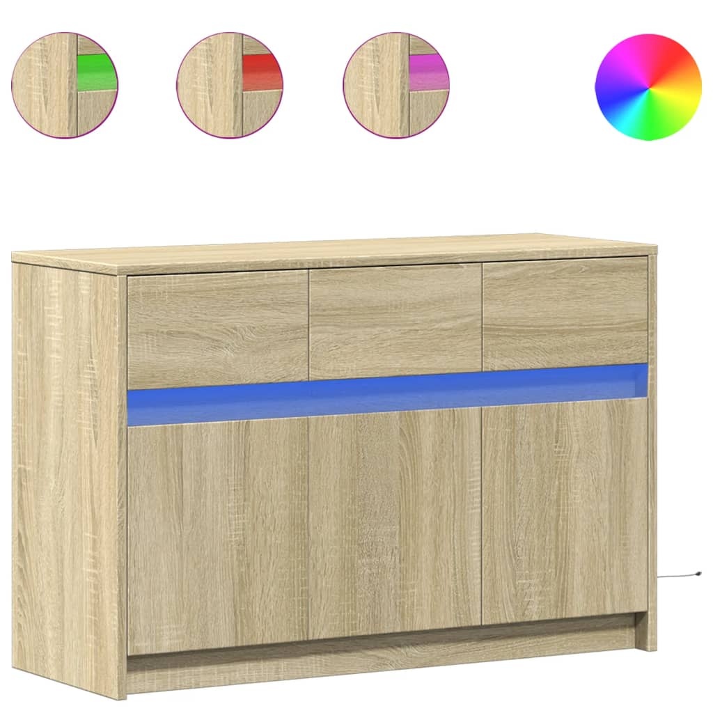 VidaXL Tv-meubel met LED 91x34x61 cm bewerkt hout sonoma eikenkleurig
