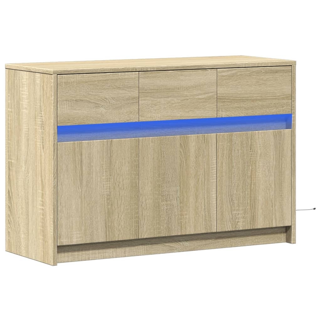VidaXL Tv-meubel met LED 91x34x61 cm bewerkt hout sonoma eikenkleurig