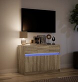 VidaXL Tv-meubel met LED 91x34x61 cm bewerkt hout sonoma eikenkleurig