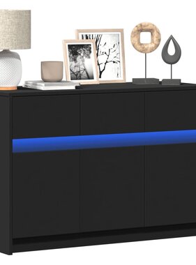 VidaXL Tv-meubel met LED 91x34x61 cm bewerkt hout zwart