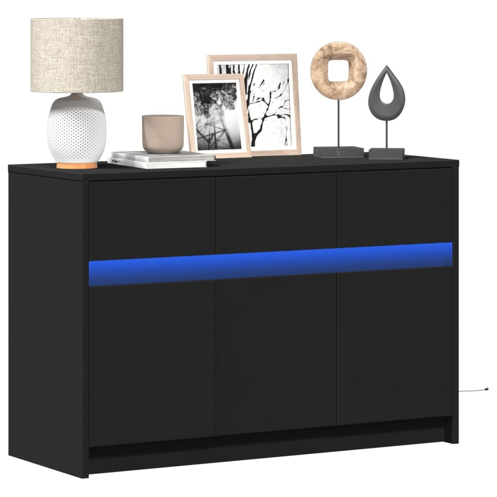 VidaXL Tv-meubel met LED 91x34x61 cm bewerkt hout zwart
