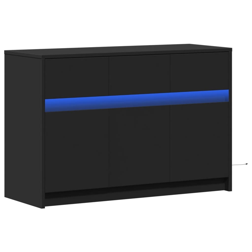 VidaXL Tv-meubel met LED 91x34x61 cm bewerkt hout zwart
