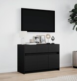 VidaXL Tv-meubel met LED 91x34x61 cm bewerkt hout zwart