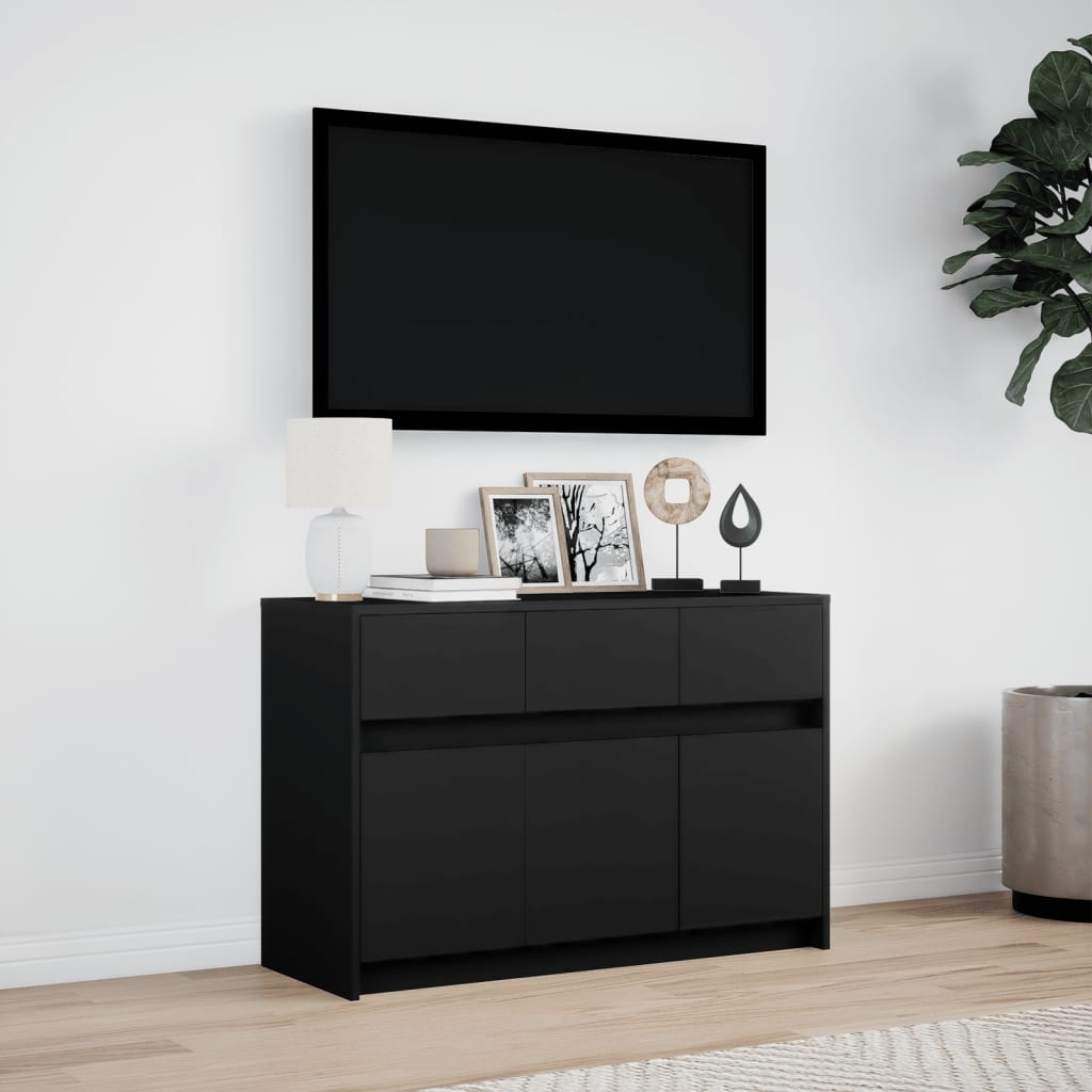 VidaXL Tv-meubel met LED 91x34x61 cm bewerkt hout zwart