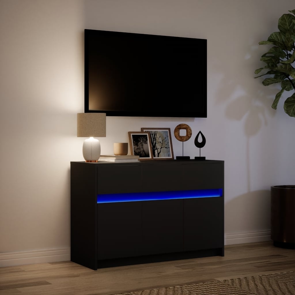 VidaXL Tv-meubel met LED 91x34x61 cm bewerkt hout zwart