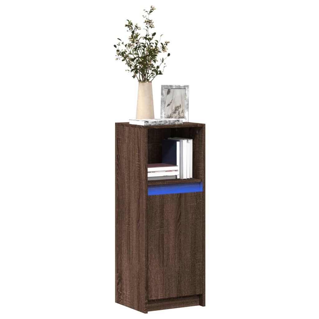 VidaXL Dressoir met LED 38x34x100 cm bewerkt hout bruin eikenkleur