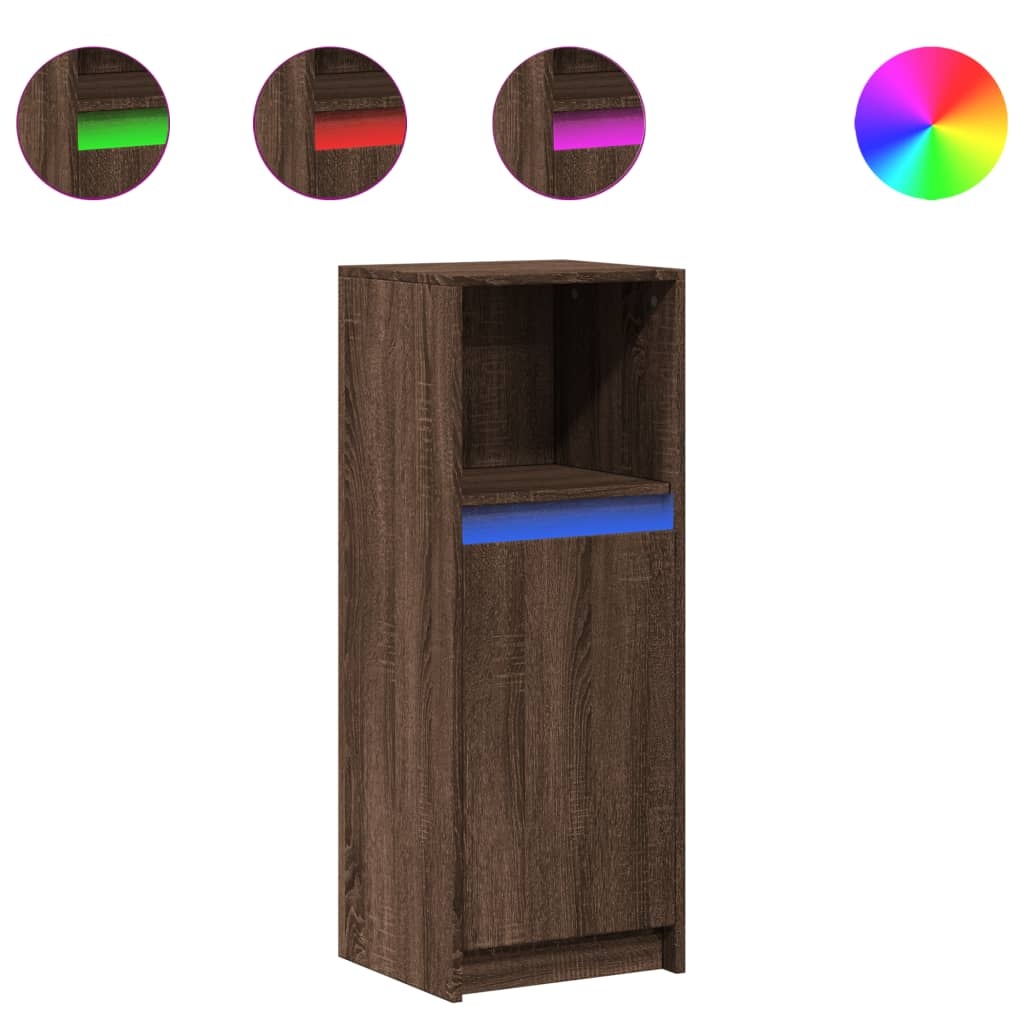 VidaXL Dressoir met LED 38x34x100 cm bewerkt hout bruin eikenkleur