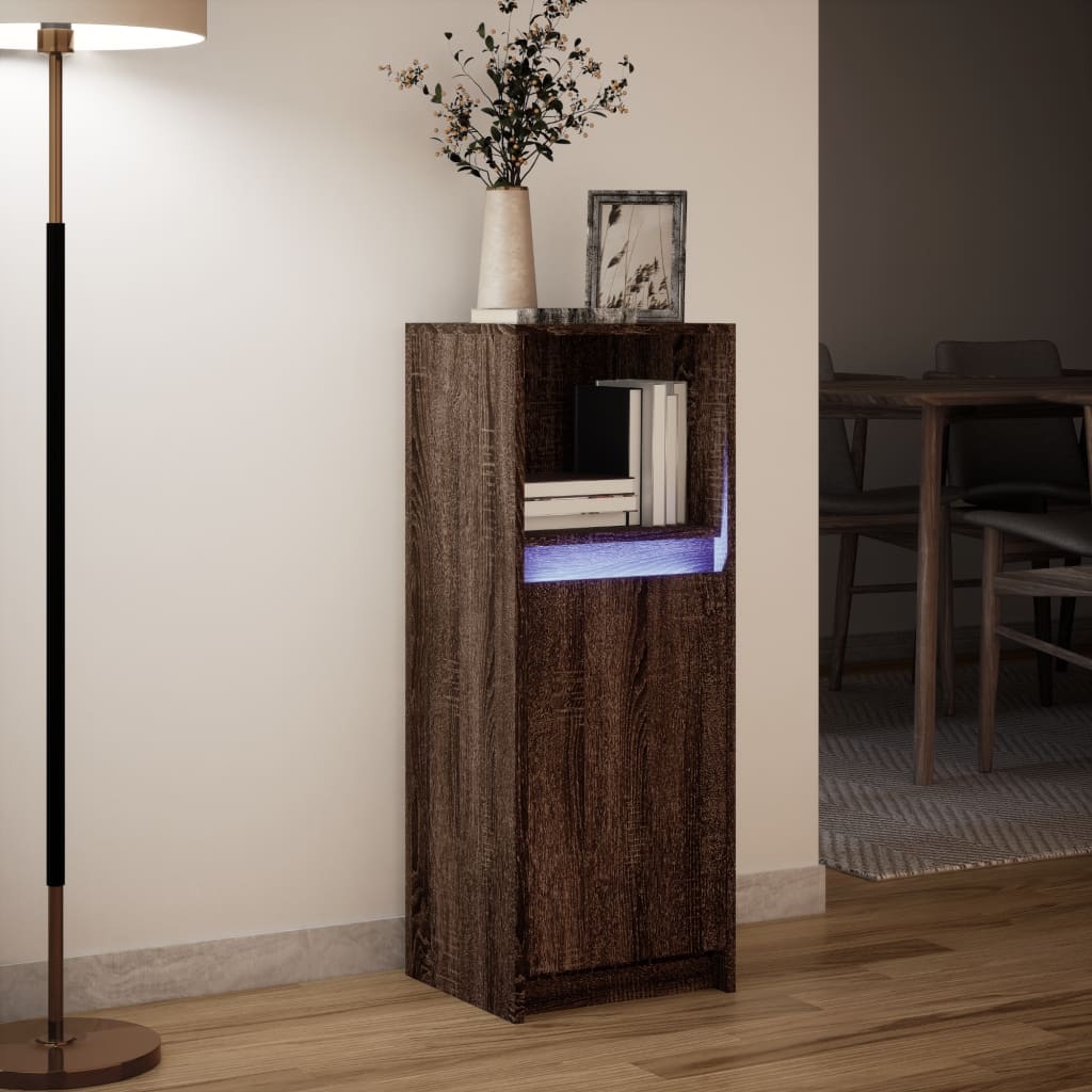 VidaXL Dressoir met LED 38x34x100 cm bewerkt hout bruin eikenkleur