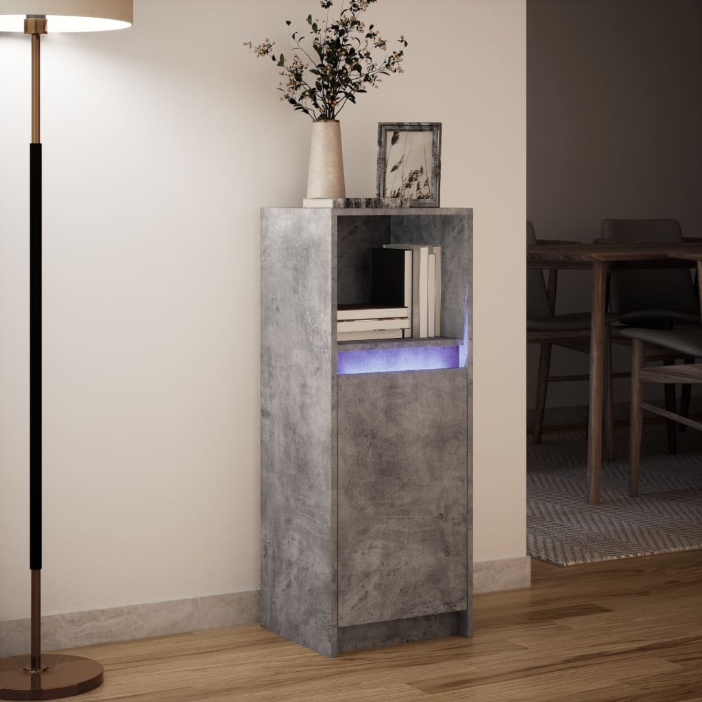VidaXL Dressoir met LED 38x34x100 cm bewerkt hout betongrijs