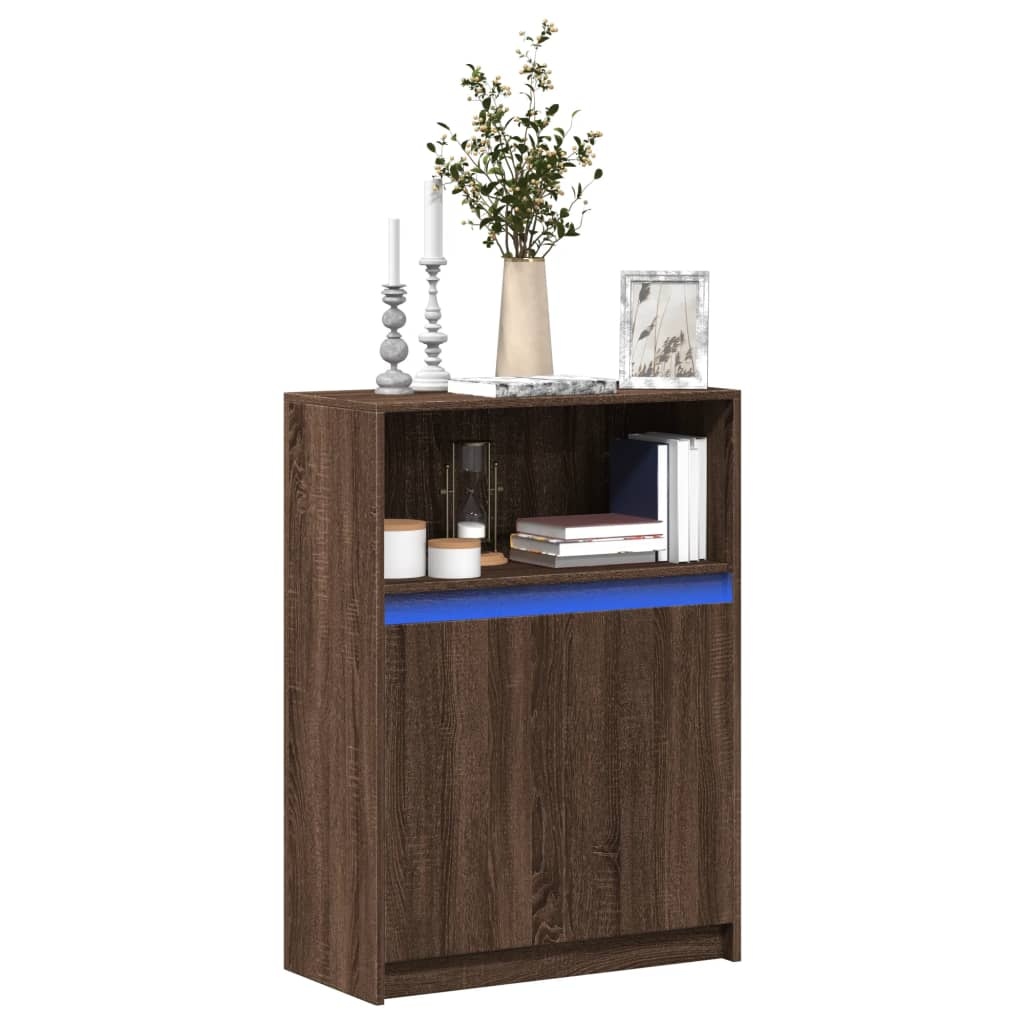 VidaXL Dressoir met LED 72x34x100 cm bewerkt hout bruin eikenkleur