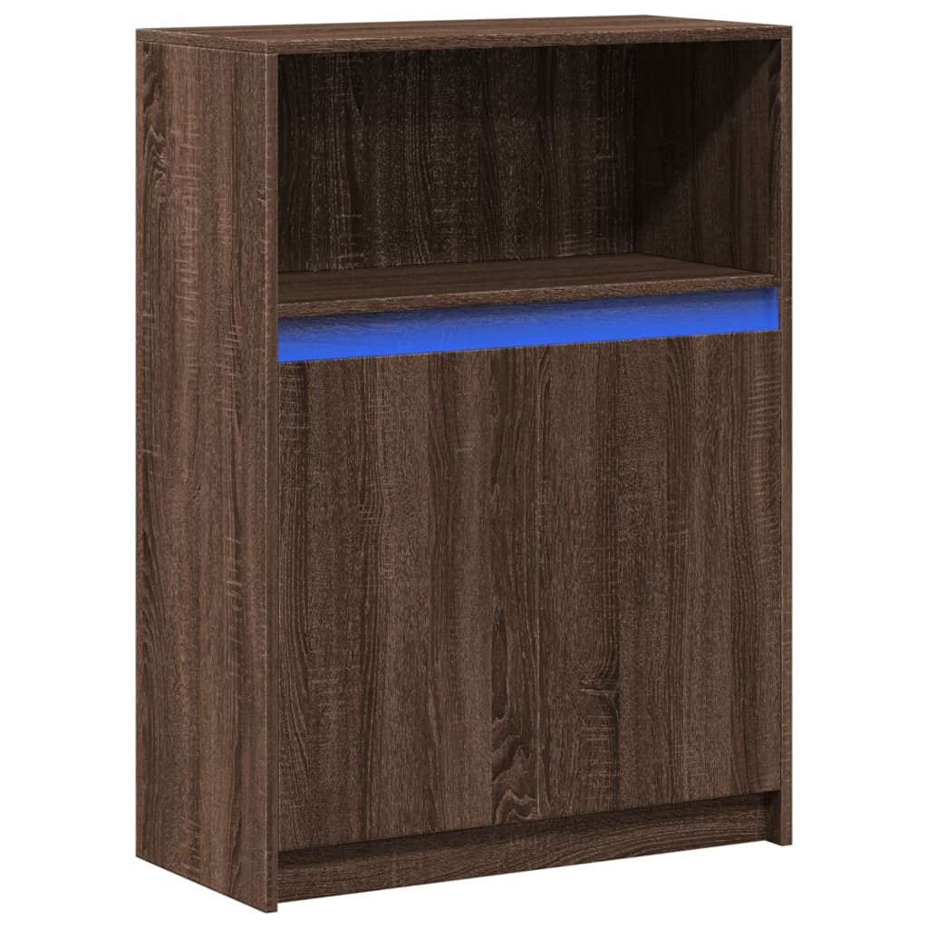 VidaXL Dressoir met LED 72x34x100 cm bewerkt hout bruin eikenkleur