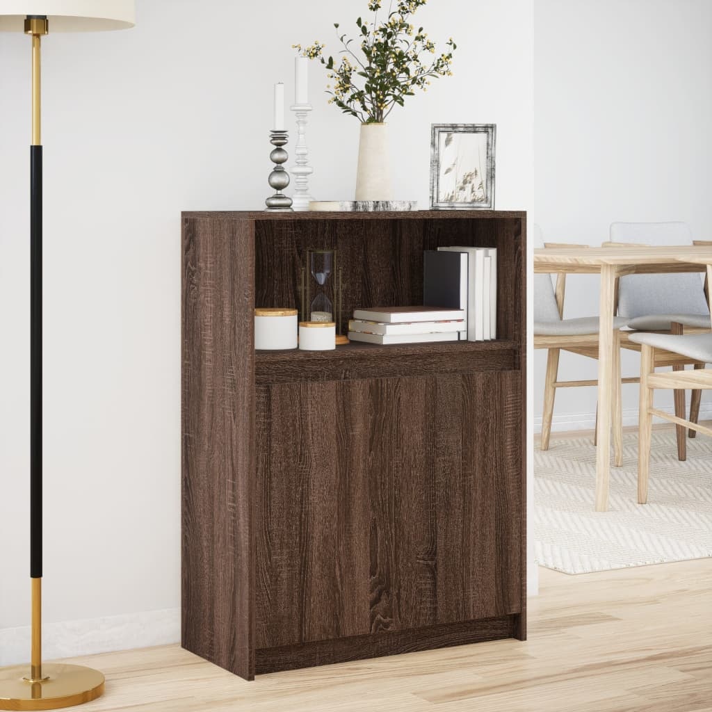 VidaXL Dressoir met LED 72x34x100 cm bewerkt hout bruin eikenkleur